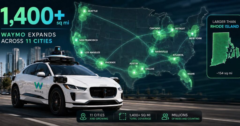 Waymo’nun Robotaxi Hizmeti 1400 Karesel Mil İçin Genişledi: Rhode Island’dan Daha Büyük Bir Alan
