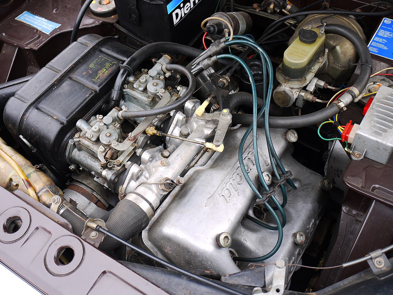 The V4 engine of a 1972 Fulvia Berlina