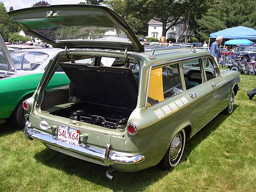Rear end of the 1962 Corvair wagon. 1961 Corvair Lakewood is similar.