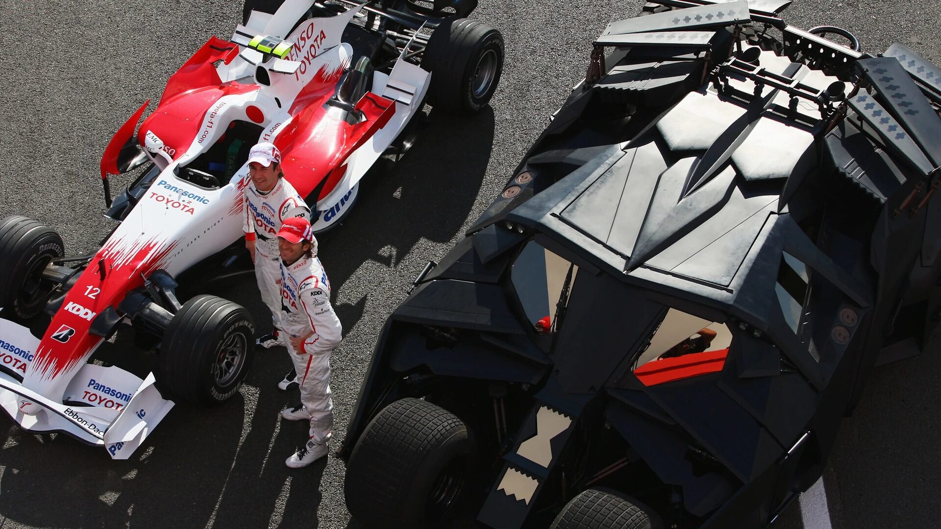NORTHAMPTON, UNITED KINGDOM - JULY 03: Toyota drivers Timo Glock (L) of Germany and Jarno Trulli