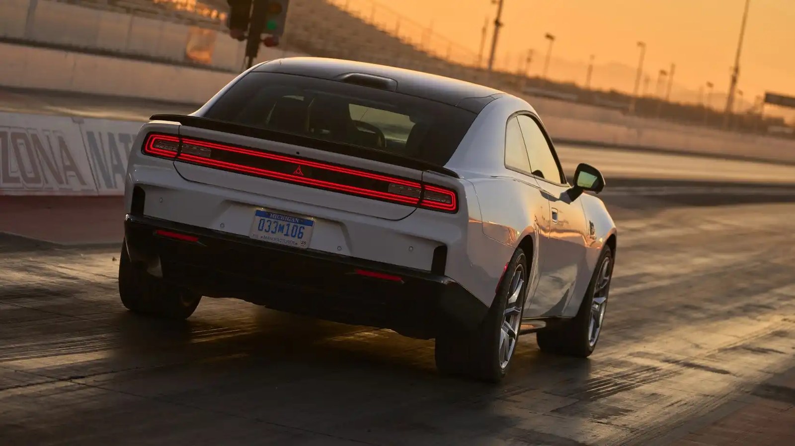 2024 Dodge Charger Daytona White Drag Strip Launch Rear View