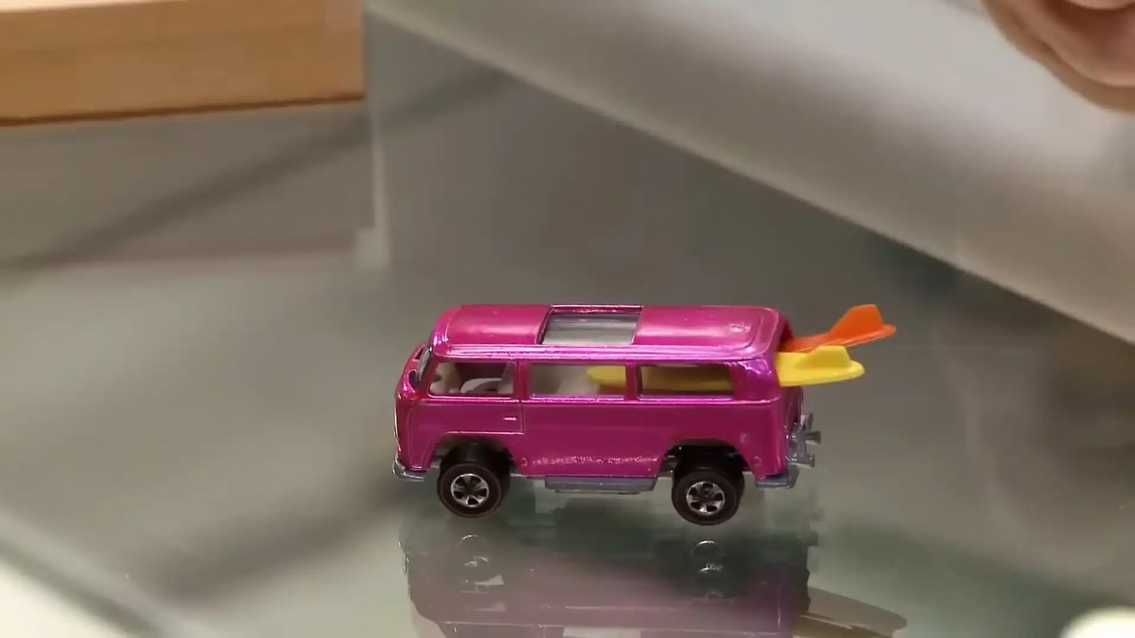 1969 Pink Rear-Loader Beach Bomb side top down