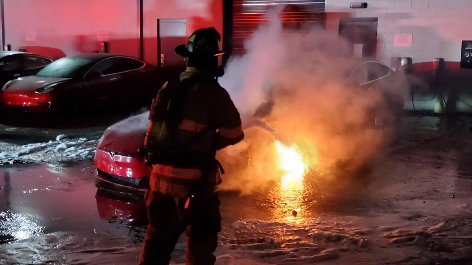Tesla on fire