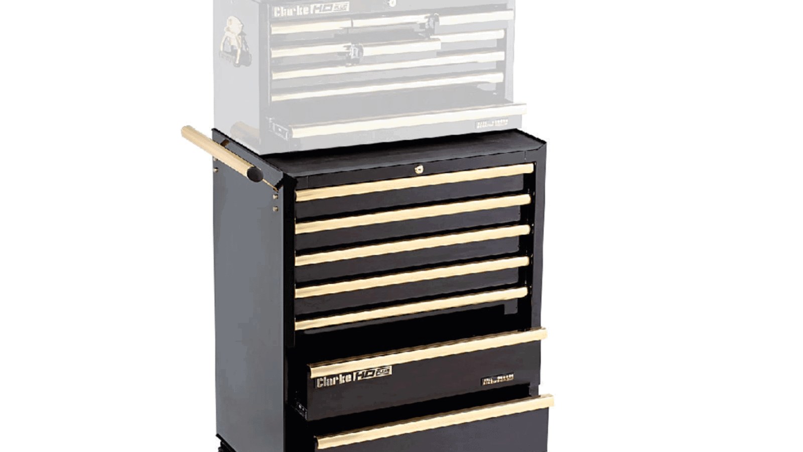 The Clarke CBB217BGC HD Plus 7 Drawer Tool Cabinet (Black & Gold).
