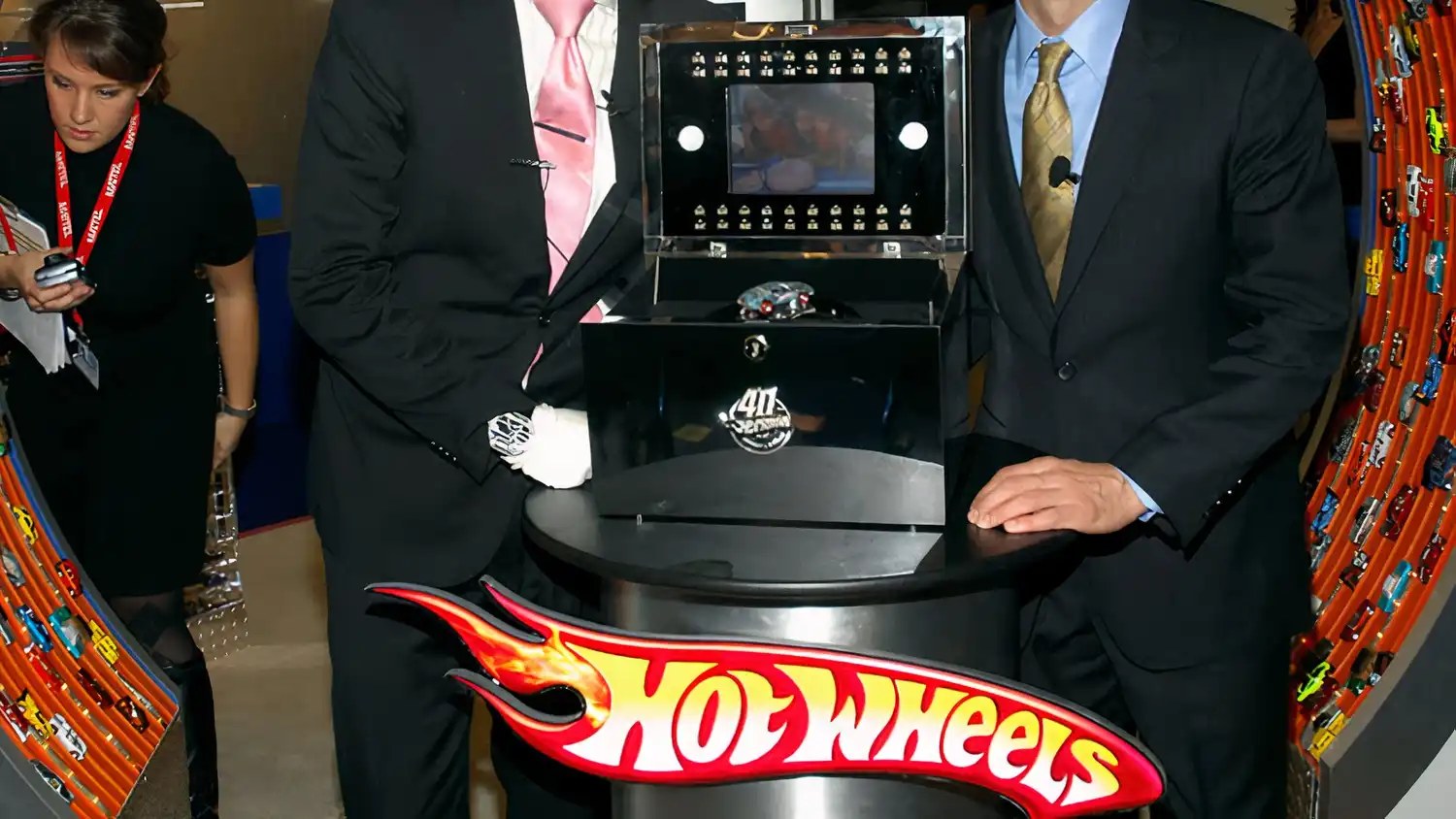 2008 Hot Wheels Custom Otto Diamond-Encrusted 40th Anniversary Car on display in box