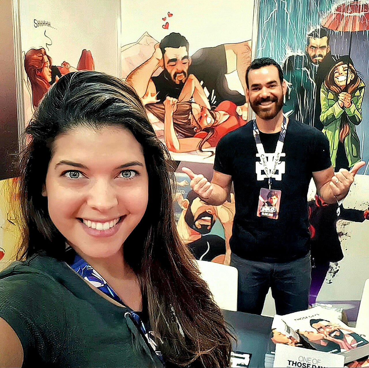 Maya (left) and Yehuda Devir with their artwork in 2018