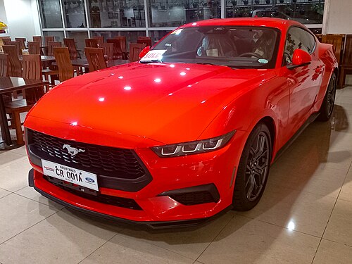 2024 Ford Mustang 2.3 EcoBoost in Race Red, front left, 06-26-2024