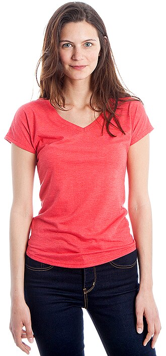 Woman in a V-Neck T-Shirt