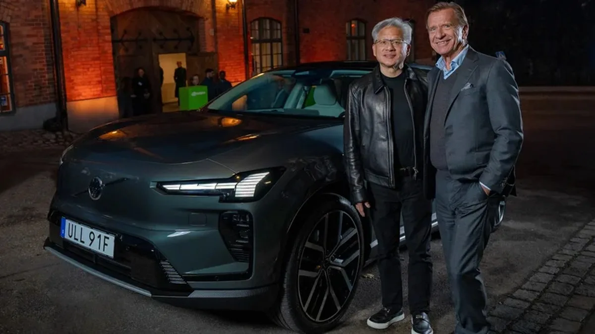 Volvo CEO Håkan Samuelsson with Nvidia boss Jensen Huang