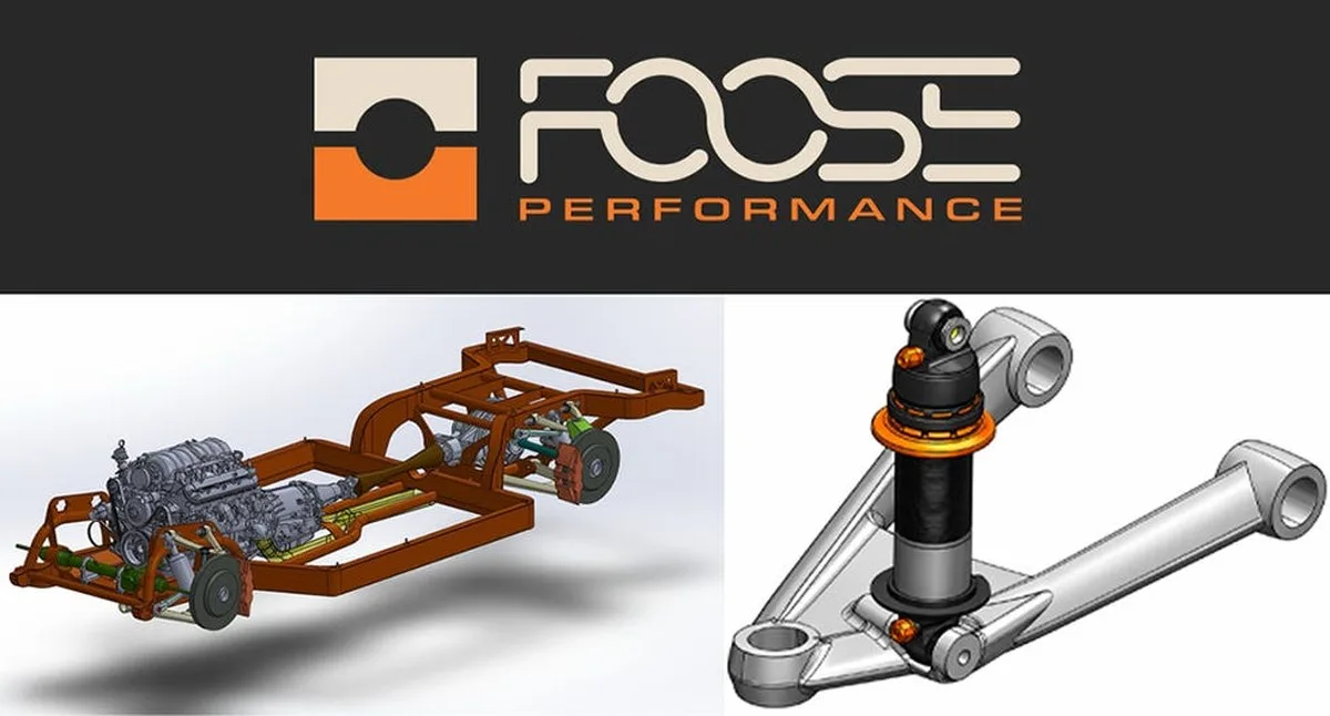 3D car chassis design and suspension component by Foose Performance