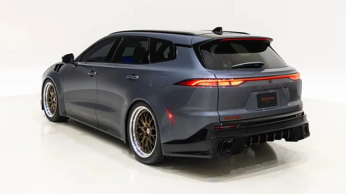 A rear three-quarter view of the Toyota Crown Signia GT-S Performance Concept.