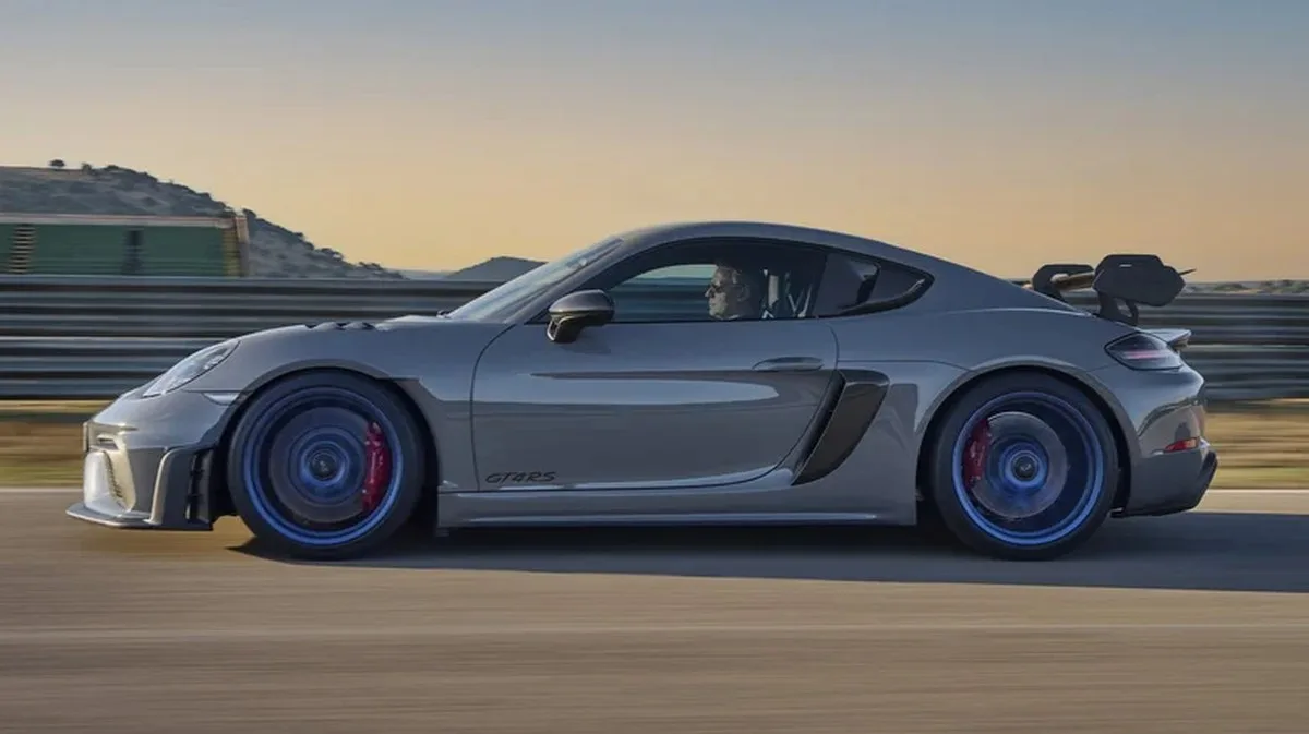 A Porsche 718 Cayman GT4 RS on the track