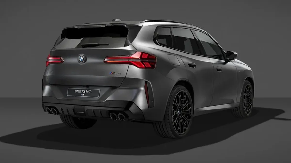 A rear view of the 2027 BMW X3 M50 xDrive with the Black Package.