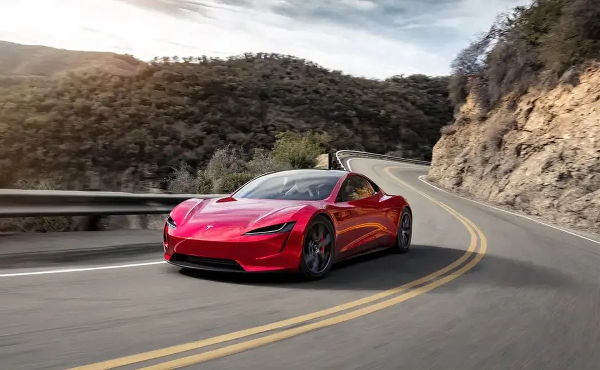 Tesla roadster turning 