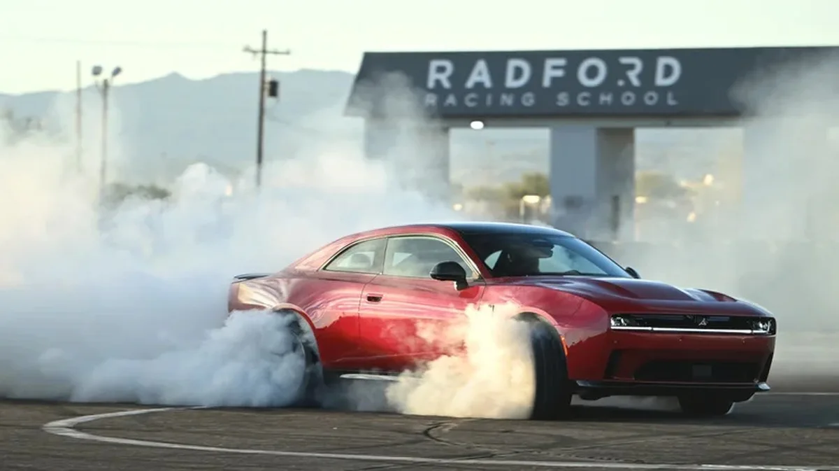 A two-door 2026 Dodge Charger Daytona Scat Pack at the Radford Racing School in Arizona