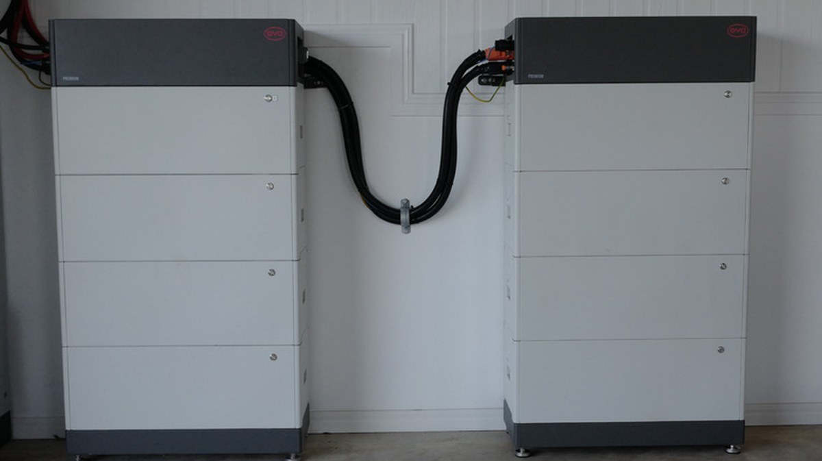 A collection of BYD batteries used to power a home