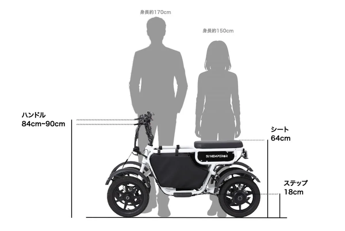 画像: シート高は64cm、ステップ高は18cm。ハンドルの高さは84cmから90cm