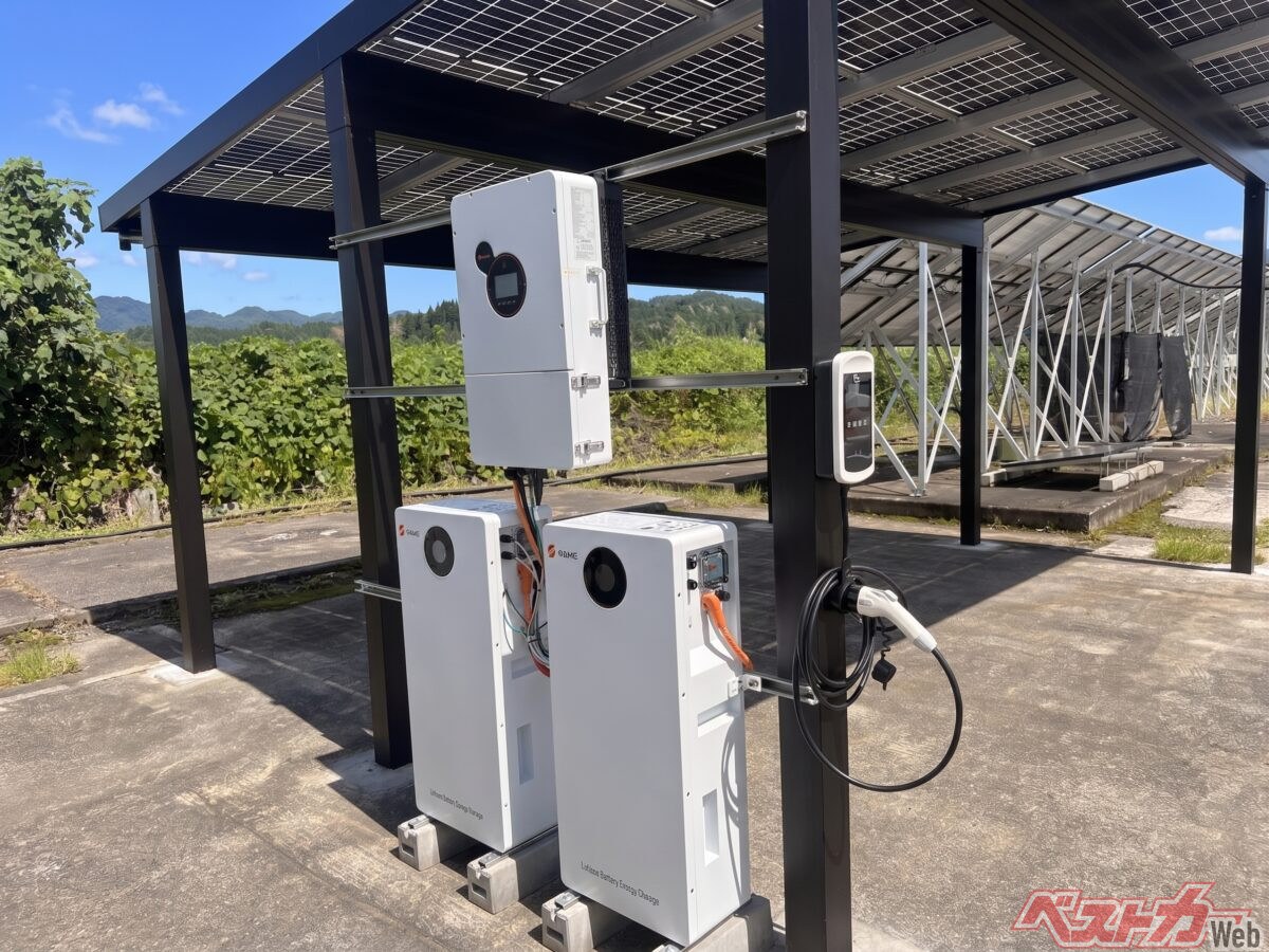 32kWhの蓄電池、パワーコンディショナ、EV充電設備