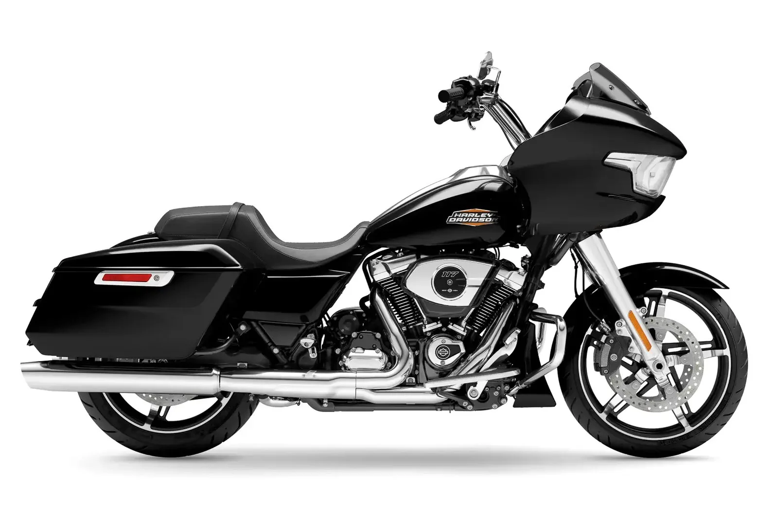 2024 Harley-Davidson Road Glide in black, studio side view